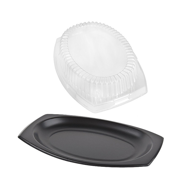 Plato Térmico FOAM Negro con Tapa 230x180mm (125 Uds)