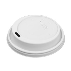 Tapa de Plástico PS "Cappuccino" Blanca Ø9,4cm (1000 Uds)