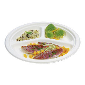 Plato Caña de Azucar 3C Blanco Ø260mm (400 Uds)