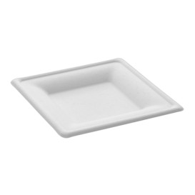 Plato Cuadrado Caña de Azucar Blanco 150x150mm (500 Uds)