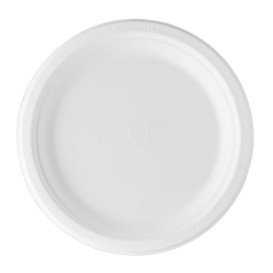 Plato Caña de Azúcar Bagazo Blanco Ø23 cm (50 Uds)