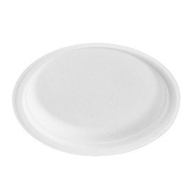 Plato Caña de Azúcar Bagazo Blanco Ø23 cm (50 Uds)