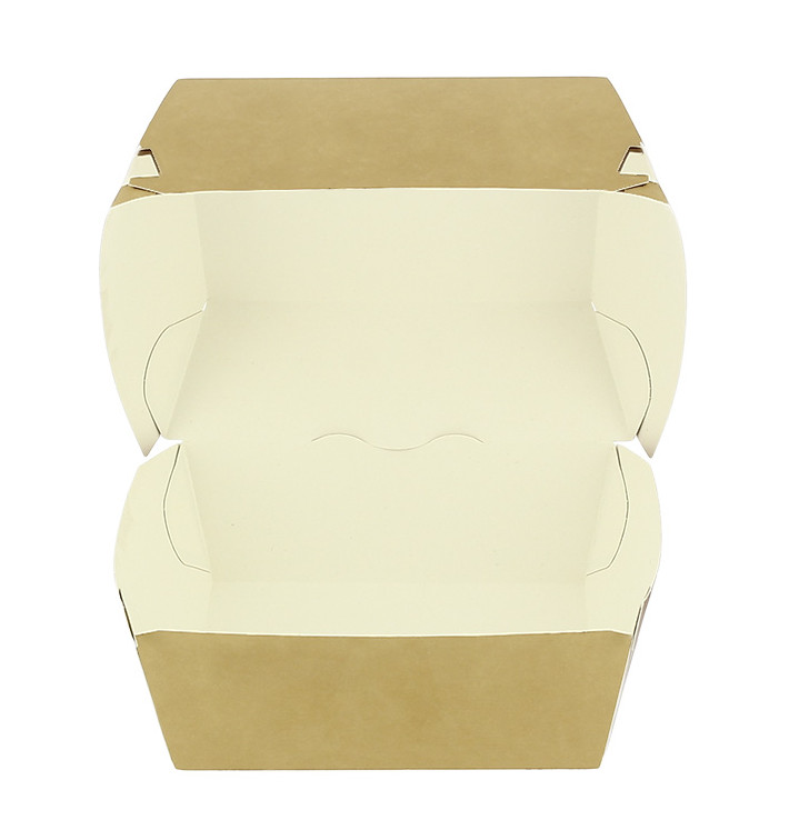 Caja Hamburguesa XXL Kraft Doble Cierre 13x13x9cm (50 Uds)