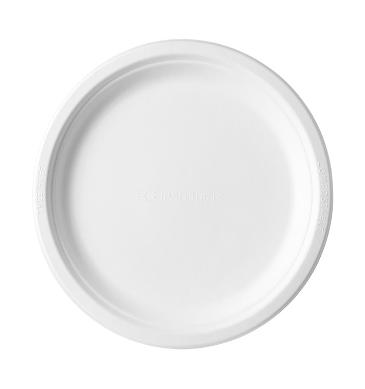 Plato Caña de Azúcar Bagazo Blanco Ø17,5 cm (50 Uds)