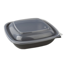 Tapa para Envase Cuadrado Negro y Crema 16,5x16,5x1cm (300 Uds)