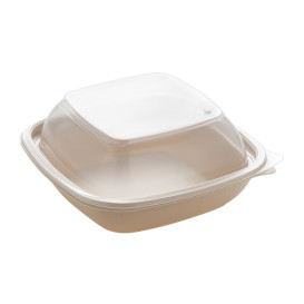 Tapa para Envase Cuadrado Negro y Crema 16,5x16,5x4cm (50 Uds)