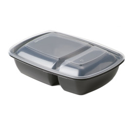 Tapa para Envase Rectangular 2C Negro y Crema 23x16,5cm (300 Uds)
