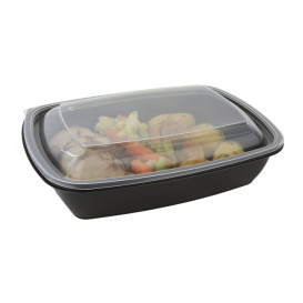 Tapa para Envase Rectangular Negro y Crema 23x16,5cm (300 Uds)