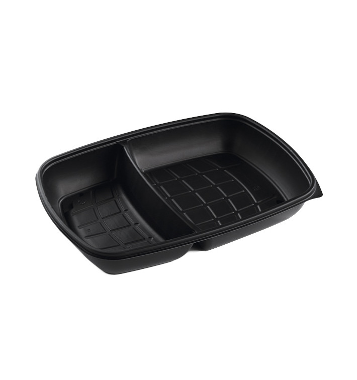 Envase de Plástico PP 2C Negro 1300ml 28x20x4cm (150 Uds)
