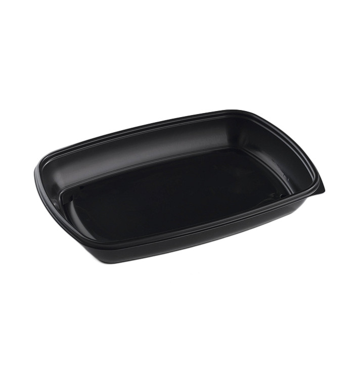 Envase de Plástico PP Negro 1350ml 28x20x4cm (50 Uds)