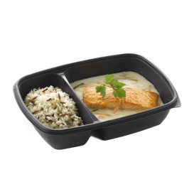 Envase de Plástico PP 2C Negro 900ml 23x16,5x5cm (300 Uds)