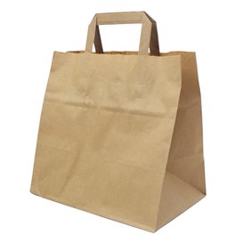 Bolsa Papel Kraft con Asas Planas 70g/m² 26+18x26cm (50 Uds)