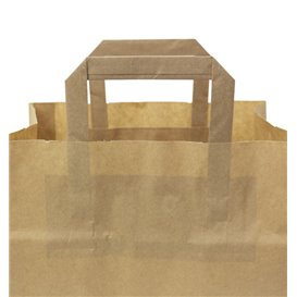 Bolsa Papel Kraft con Asas Planas 70g/m² 26+18x26cm (50 Uds)