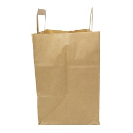 Bolsa Papel Kraft con Asas Planas 70g/m² 26+18x26cm (50 Uds)