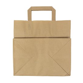 Bolsa Papel Kraft con Asas Planas 70g/m² 26+18x26cm (50 Uds)