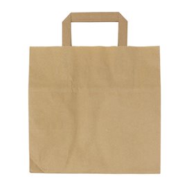 Bolsa Papel Kraft con Asas Planas 70g/m² 26+18x26cm (50 Uds)
