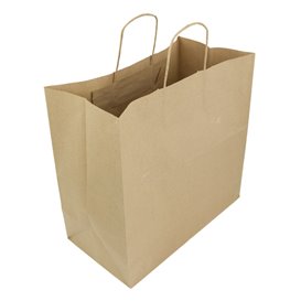 Bolsa Papel Kraft con Asas Planas 70g/m² 26+18x26cm (250 Uds)