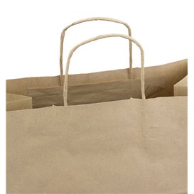 Bolsa Papel Kraft con Asas Planas 70g/m² 26+18x26cm (250 Uds)