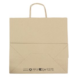 Bolsa Papel Kraft con Asas Planas 70g/m² 26+18x26cm (250 Uds)