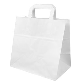 Bolsa Papel Blanca con Asas Planas 70g/m² 26+18x26cm (50 Uds)