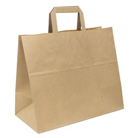 Bolsa Papel Kraft con Asas Planas 70g/m² 32+22x26cm (250 Uds)