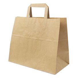Bolsa Papel Kraft con Asas Planas 70g/m² 32+22x26cm (50 Uds)