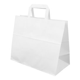 Bolsa Papel Blanca con Asas Planas 70g/m² 32+22x26cm (250 Uds)