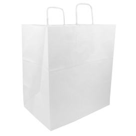 Bolsa Papel Blanca con Asas 100g/m² 36+24x39cm (50 Uds)