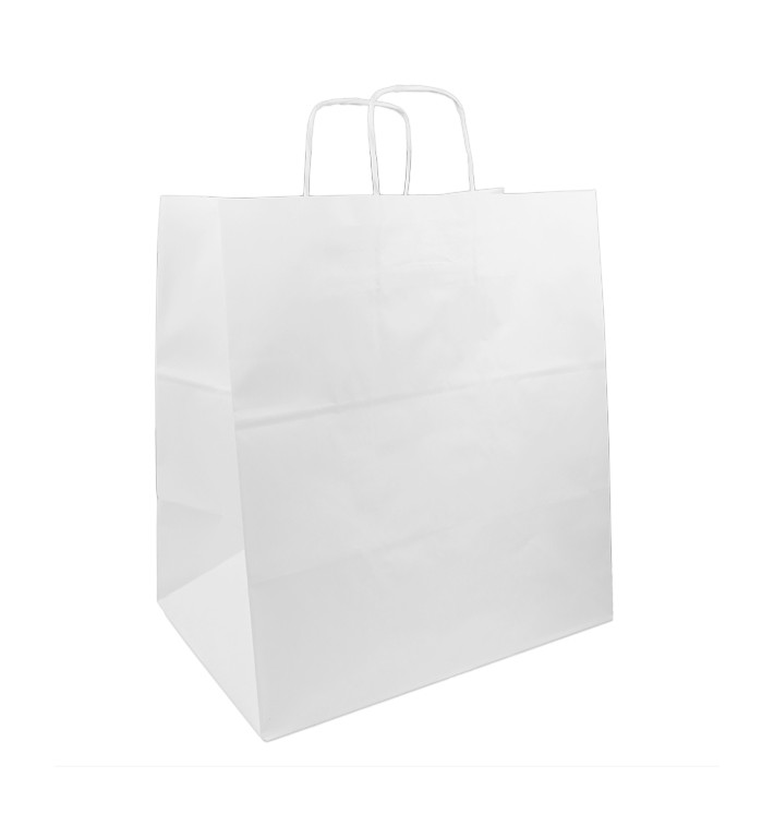 Bolsa Papel Blanca con Asas 100g/m² 36+24x39cm (200 Uds)