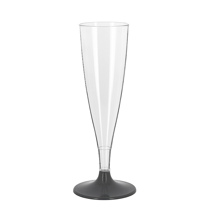 Copa Plástico Reutilizable Cava Pie Antracita 140ml 2P (6 Uds)