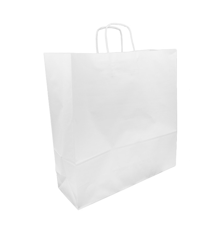 Bolsa Papel Kraft Blanca con Asas 100g/m² 44+15x46cm (200 Uds)