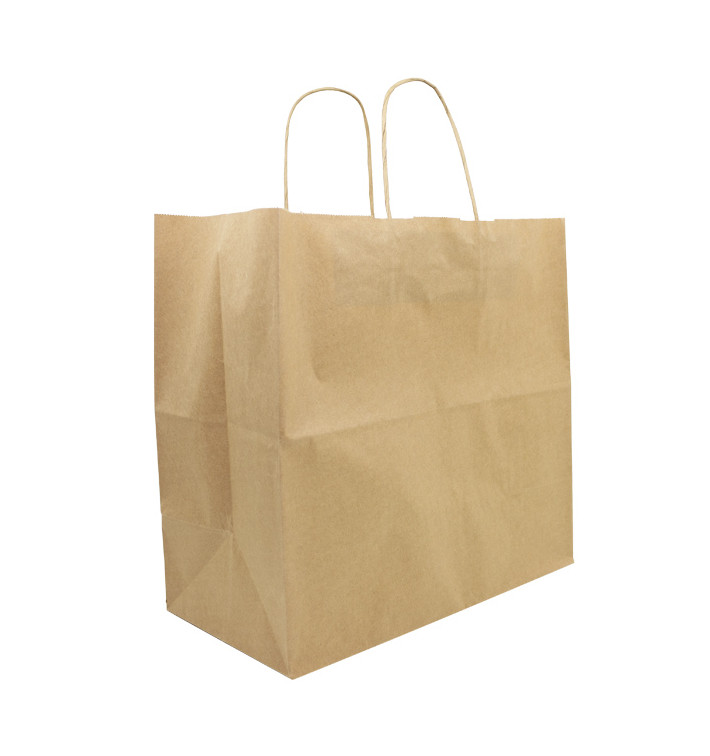 Bolsa Papel Kraft Marron con Asas 90g/m² 32+16x31cm (250 Uds)