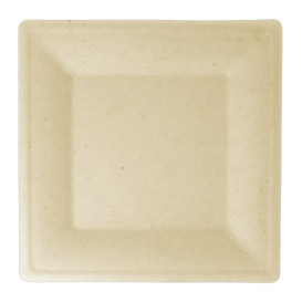 Plato Cuadrado Caña de Azucar Natural 262x262mm (50 Uds)