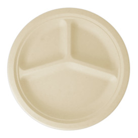 Plato Caña de Azucar 3C Natural Ø260mm (50 Uds)