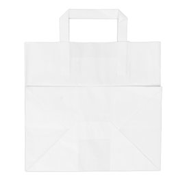 Bolsa Papel Blanca con Asas Planas 70g/m² 26+18x26cm (50 Uds)