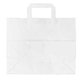 Bolsa Papel Blanca con Asas Planas 70g/m² 32+22x26cm (50 Uds)