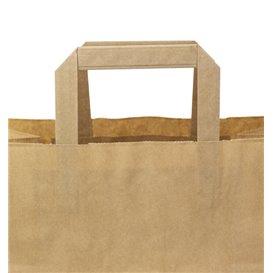 Bolsa Papel Kraft con Asas Planas 70g/m² 32+22x26cm (50 Uds)