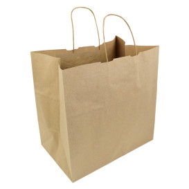 Bolsa Papel Kraft Hawanna con Asas 100g/m² 32+20x32cm (50 Uds)