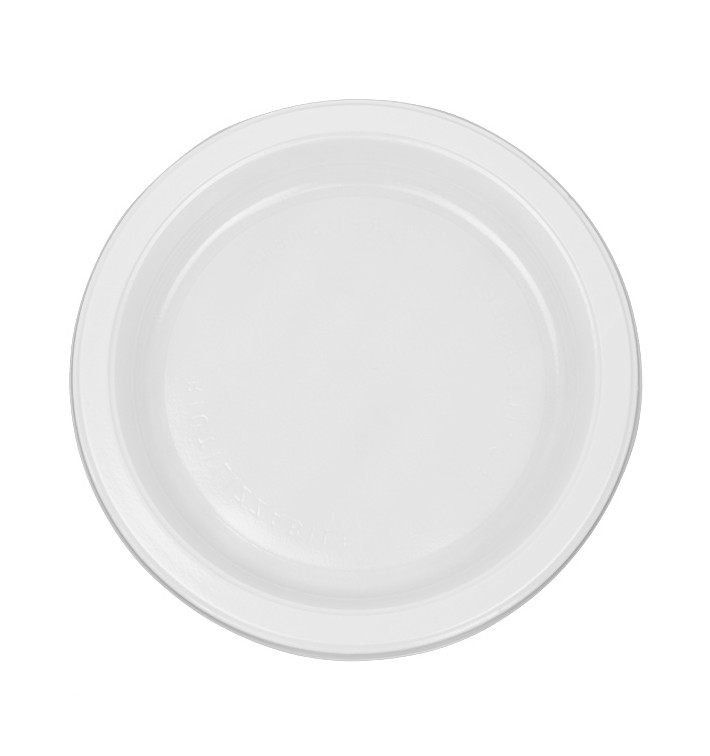 Plato Llano Reutilizable Económico PS Blanco Ø17cm (450 Uds)