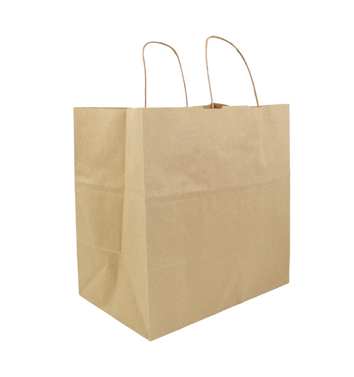 Bolsa Papel Kraft Hawanna con Asas 100g/m² 32+20x32cm (50 Uds)