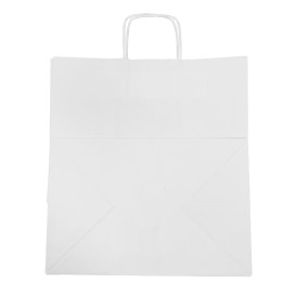 Bolsa Papel Blanca con Asas 100g/m² 36+24x39cm (50 Uds)