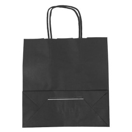 Bolsa Papel Kraft Negra con Asas 100g/m² 22+9x23cm (250 Uds)