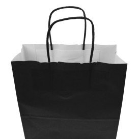 Bolsa Papel Kraft Negra con Asas 100g/m² 22+9x23cm (25 Uds)
