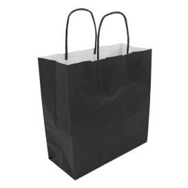 Bolsa Papel Kraft Negra con Asas 100g/m² 22+9x23cm (250 Uds)