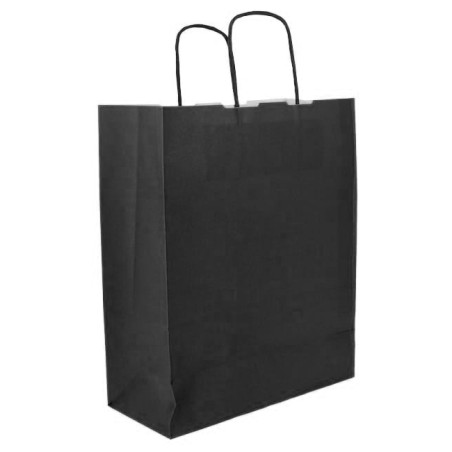 Bolsa Papel Kraft Negra con Asas 100g/m² 25+11x31cm (25 Uds)