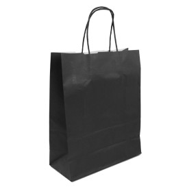 Bolsa Papel Kraft Negra con Asas 100g/m² 25+11x31cm (25 Uds)