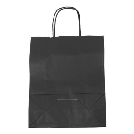 Bolsa Papel Kraft Negra con Asas 100g/m² 25+11x31cm (25 Uds)