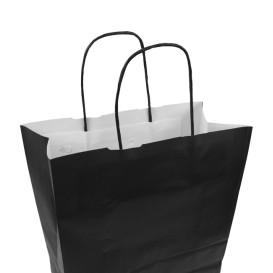 Bolsa Papel Kraft Negra con Asas 100g/m² 25+11x31cm (250 Uds)