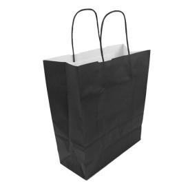 Bolsa Papel Kraft Negra con Asas 100g/m² 25+11x31cm (250 Uds)