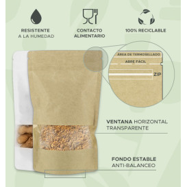 Bolsa Doypack Autocierre Zip y Ventana Blanco 12+6x20cm (1.000 Uds)